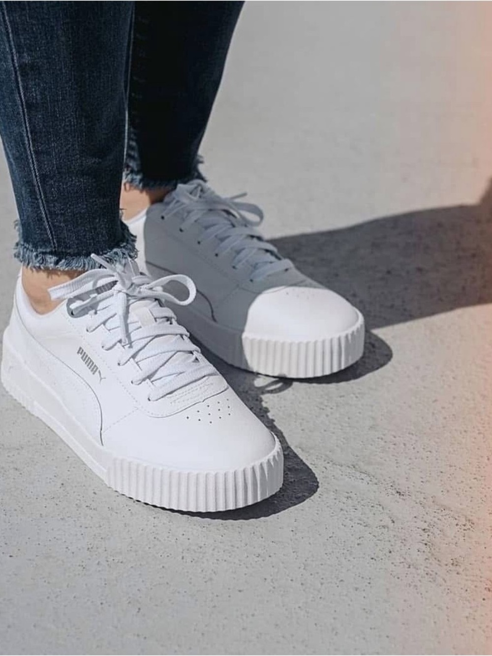 Puma Carina low top white leather casual sneakers